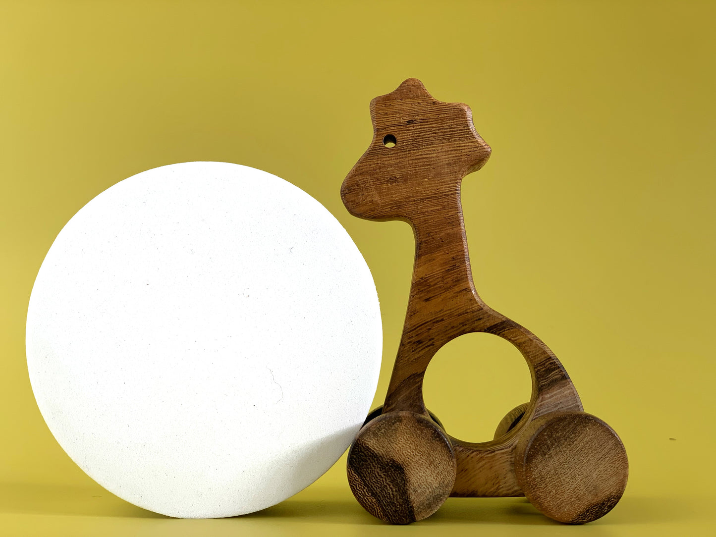 Wooden Giraffe on Wheels - My first wooden toy