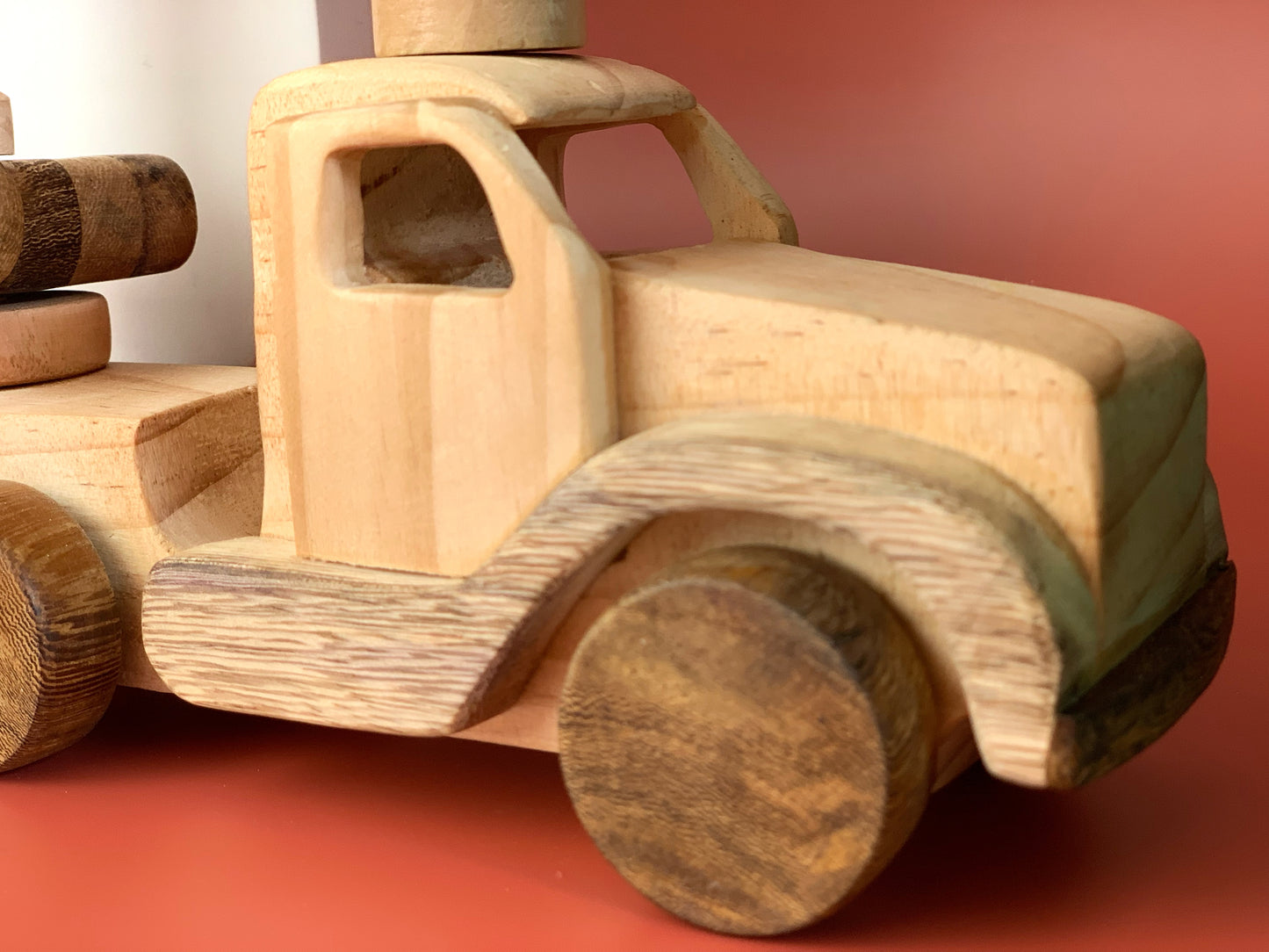 Wooden Excavator Push Car on wheels - My first wooden toy