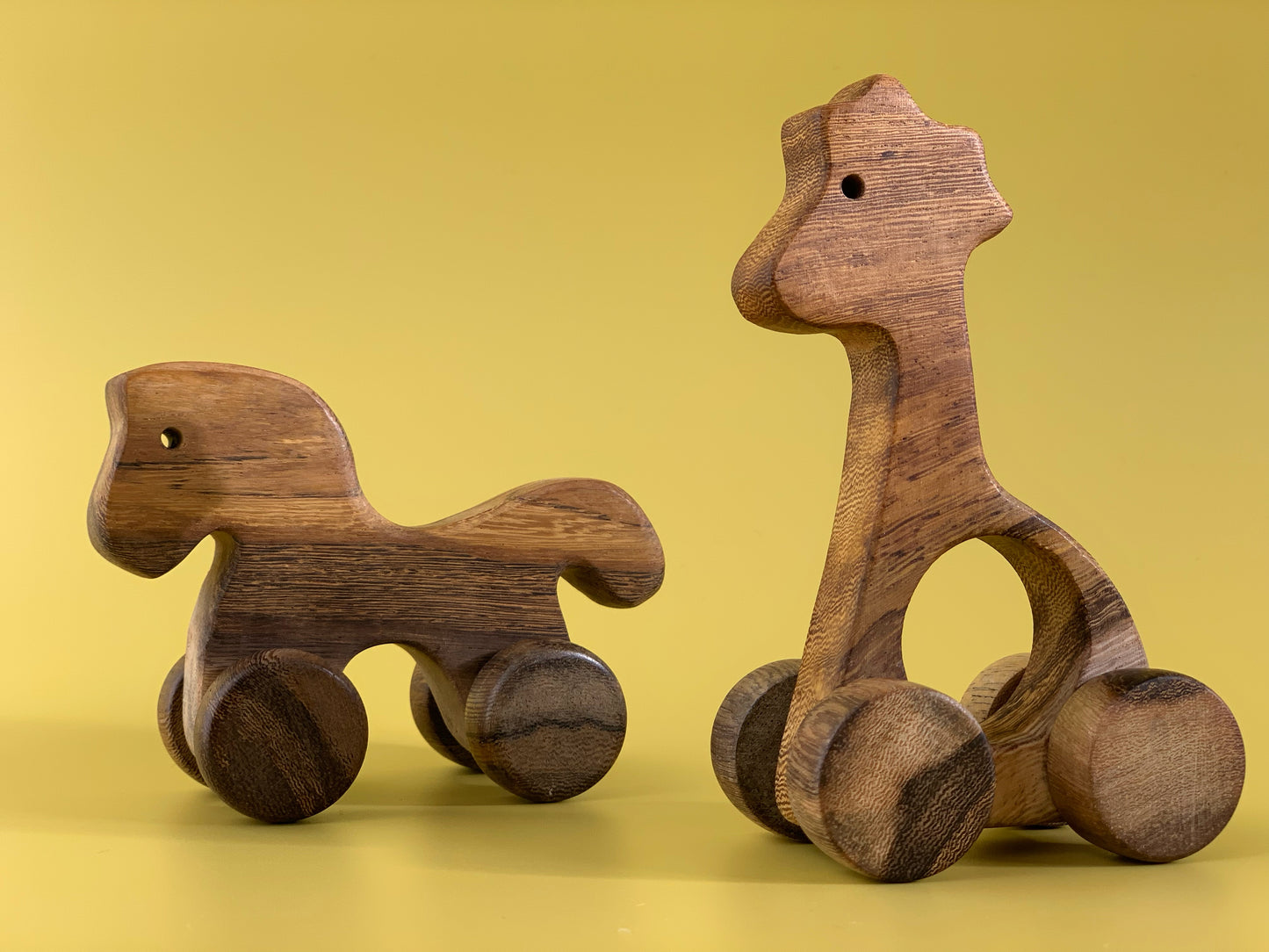 Wooden Giraffe on Wheels - My first wooden toy