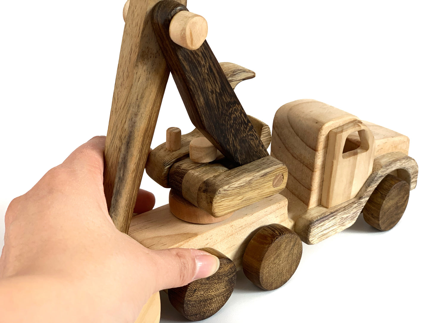 Wooden Excavator Push Car on wheels - My first wooden toy