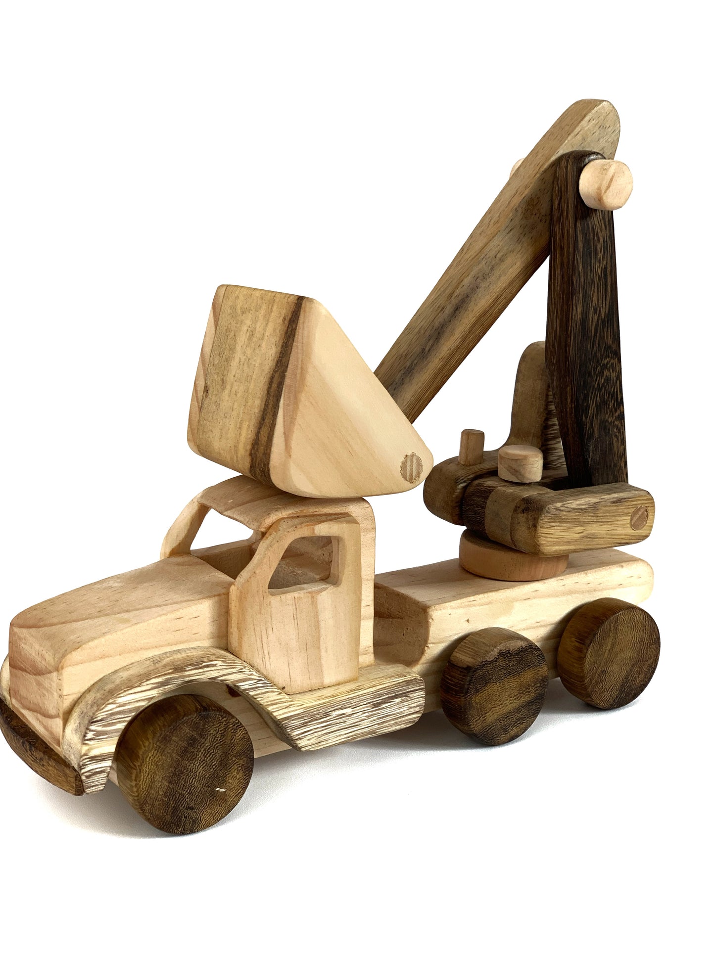 Wooden Excavator Push Car on wheels - My first wooden toy