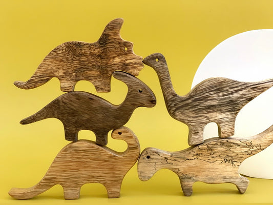 Set of 5 Wooden Dinosaurs - My first wooden toy